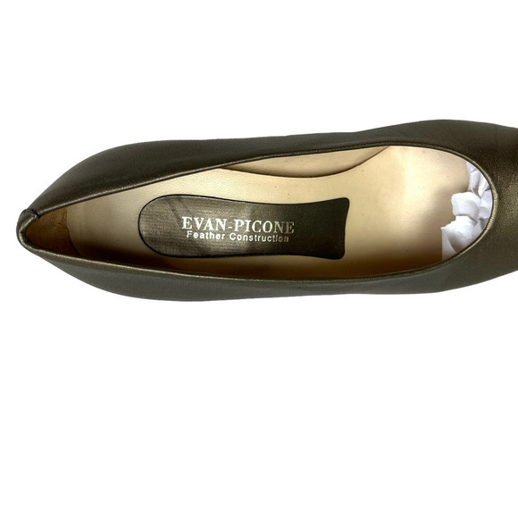 Evan Picone Pump Heel Metallic Bronze‎ Block Heel Cushioned Insole Women Size 7M - Picture 6 of 8